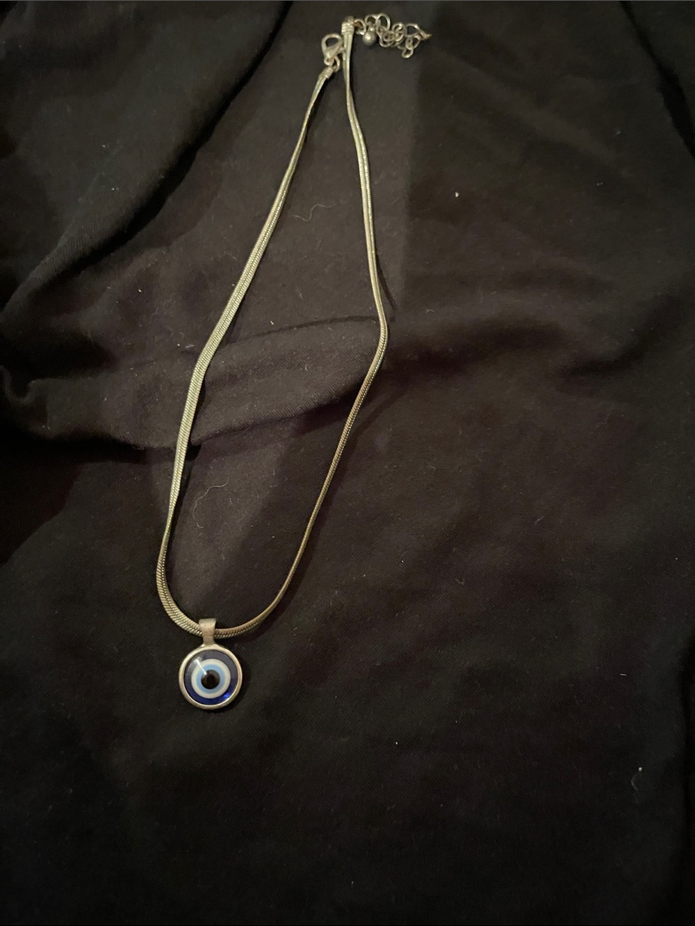 Silver-Tone Blue Evil Eye Pendant Necklace
